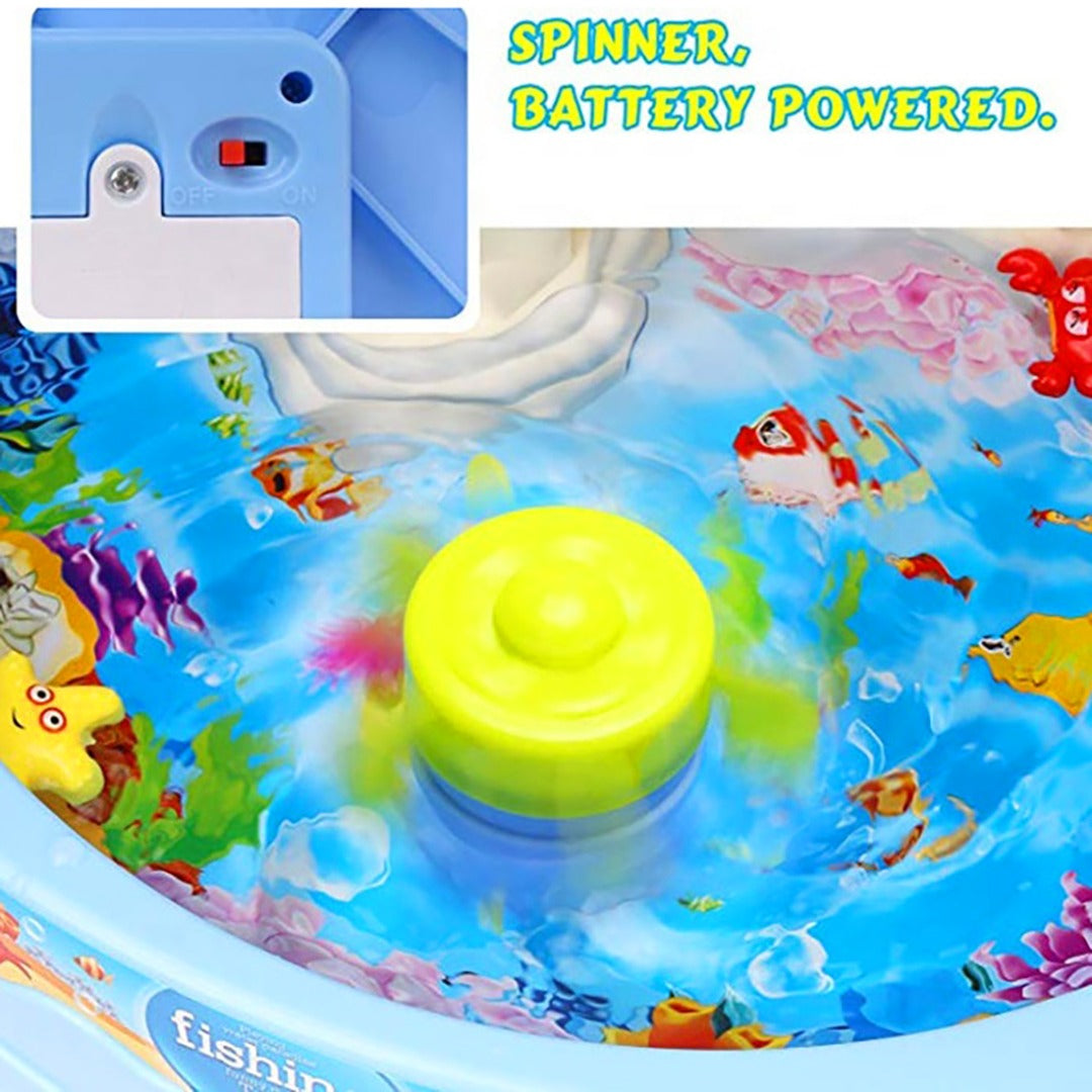 Coo11 Electric Fishing toy set for kids 24 pcs fishing swimming toys for kids baby with light and music with multi-color animals Plastic fishing table set for 2 players boys and girls, Aged above 1+