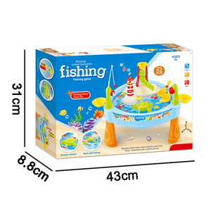 Coo11 Electric Fishing toy set for kids 24 pcs fishing swimming toys for kids baby with light and music with multi-color animals Plastic fishing table set for 2 players boys and girls, Aged above 1+