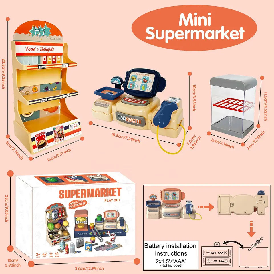 Coo11 42 pcs Kids Pretend play Cash Register machine for kids simulation cash register juice maker machine supermarket shopping play house toys for kids baby pretend play food gift for kids Aged 3+