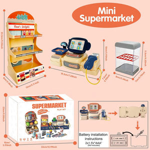 Coo11 42 pcs Kids Pretend play Cash Register machine for kids simulation cash register juice maker machine supermarket shopping play house toys for kids baby pretend play food gift for kids Aged 3+