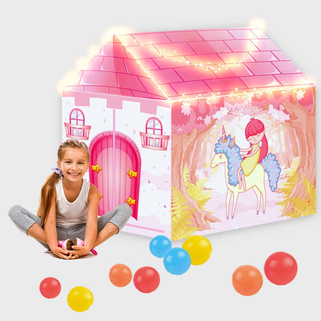 Coo11 Pretent Play Children's Play House, Princess Castle Tent House with Goat Design, Creating Personal Play Space, Indoor & Outdoor Games Toys for Girls 3 Years and up (Pink)