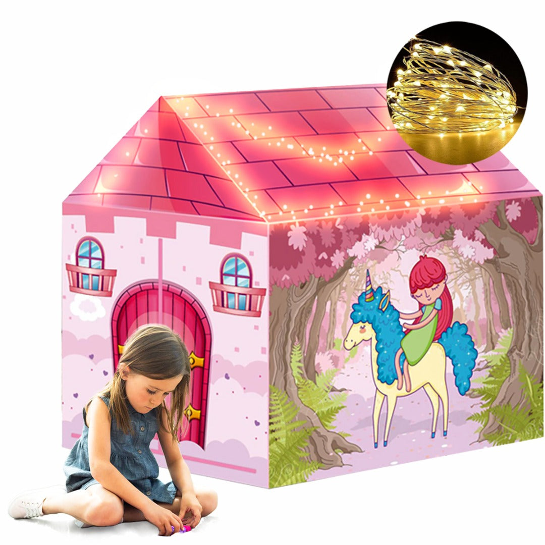 Coo11 Pretent Play Children's Play House, Princess Castle Tent House with Goat Design, Creating Personal Play Space, Indoor & Outdoor Games Toys for Girls 3 Years and up (Pink)