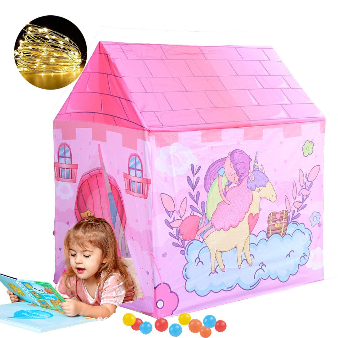 Coo11 Pretent Play Children's Play House, Princess Castle Tent House with Goat Design, Creating Personal Play Space, Indoor & Outdoor Games Toys for Girls 3 Years and up (Pink)