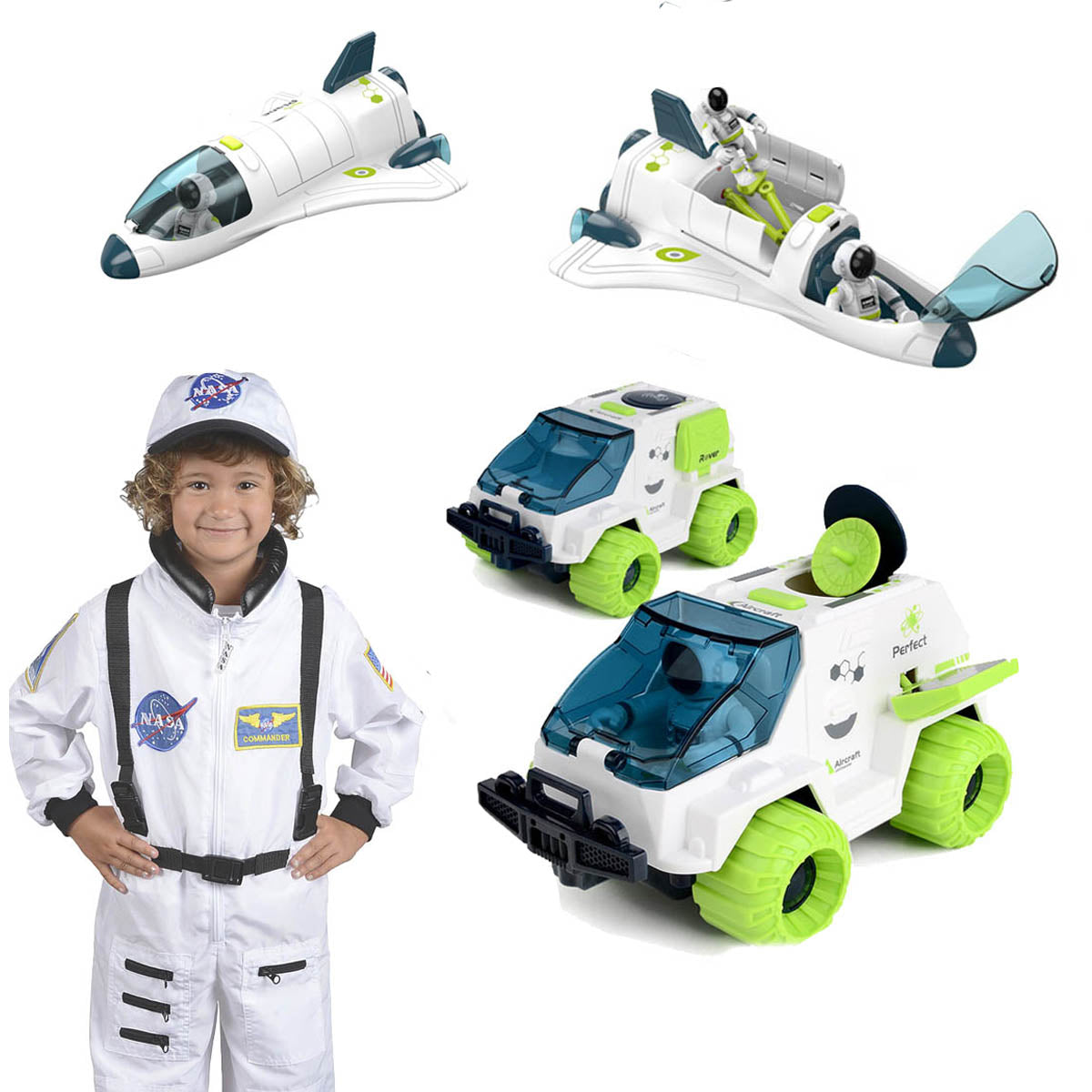 Coo11 4 in 1 Space Shuttle Model Toys, Rocket Adventures Game Toys for Childrens Spaceship Astronauts Rover Exploration Vehicle for 6, 7, or 9 Years Old.