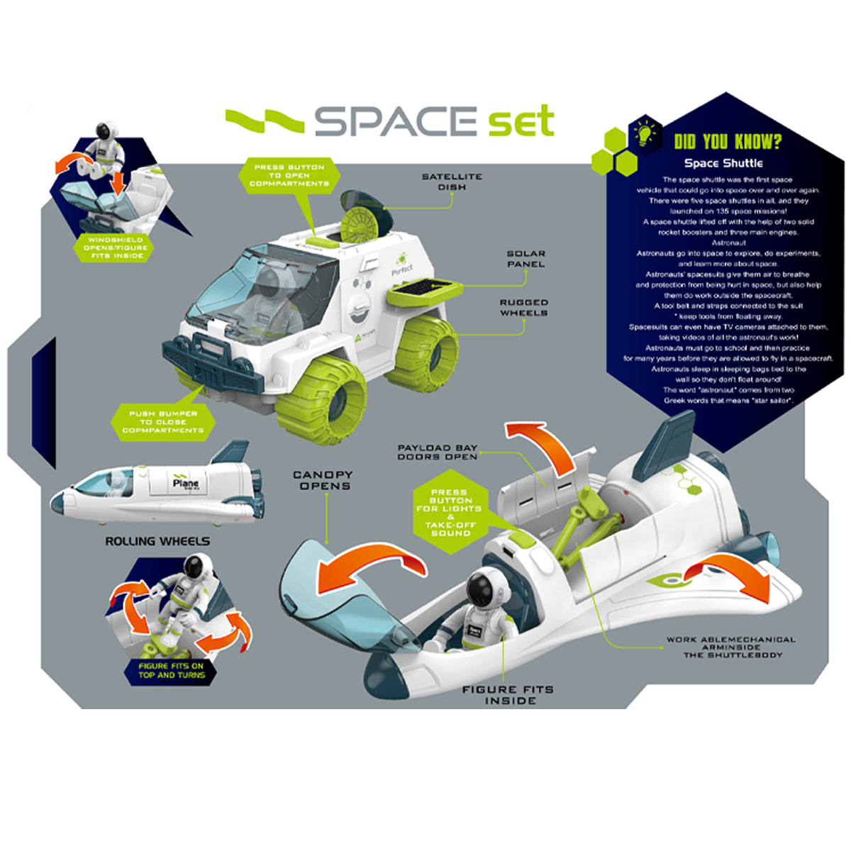 Coo11 4 in 1 Space Shuttle Model Toys, Rocket Adventures Game Toys for Childrens Spaceship Astronauts Rover Exploration Vehicle for 6, 7, or 9 Years Old.