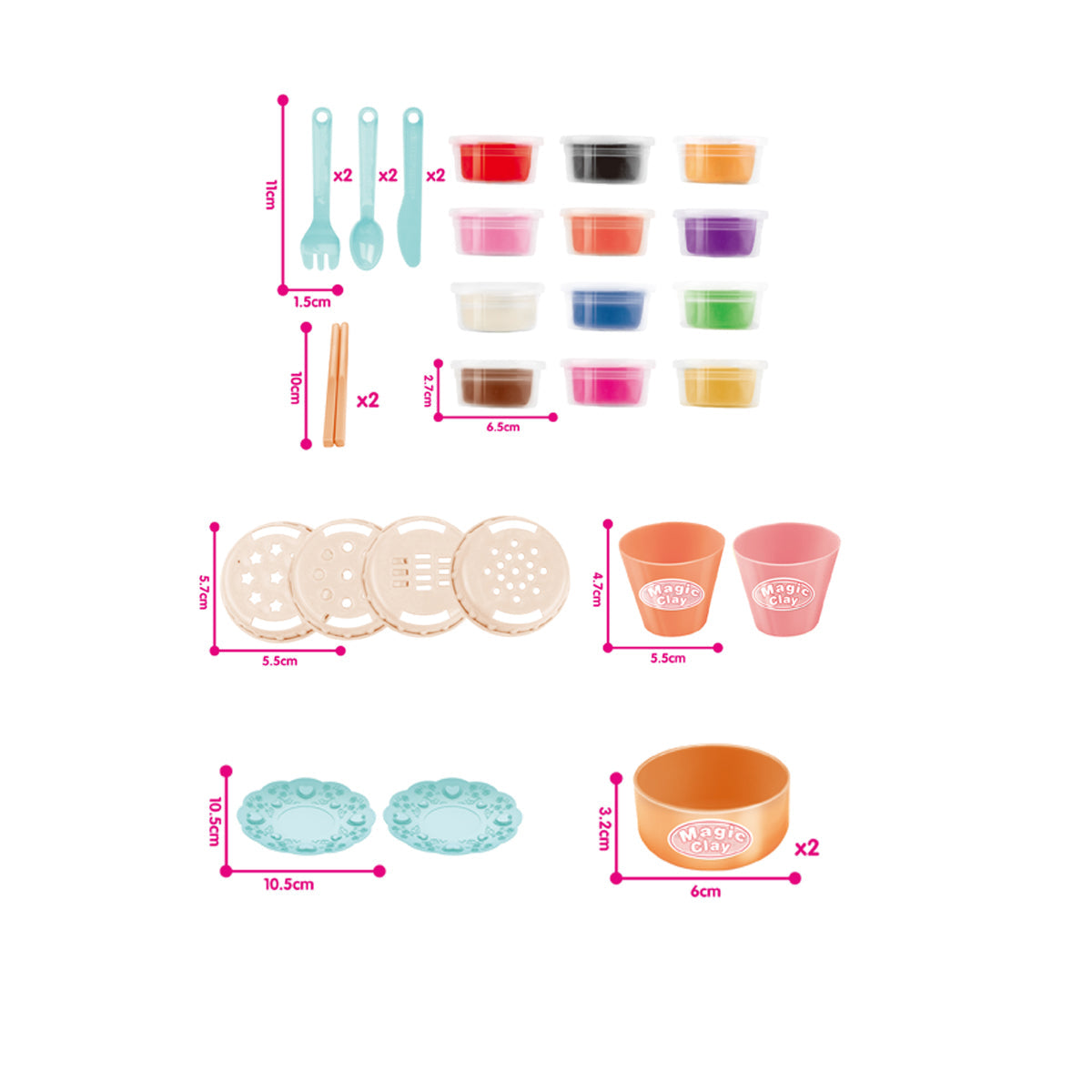 COO11 26 Pcs Clay Dough Tool Kit and 24 Pcs DIY Creative Arts & Craft Playset with Accessories Clay Extruders Roller Molds Storage Box Toy Gift Age 3+